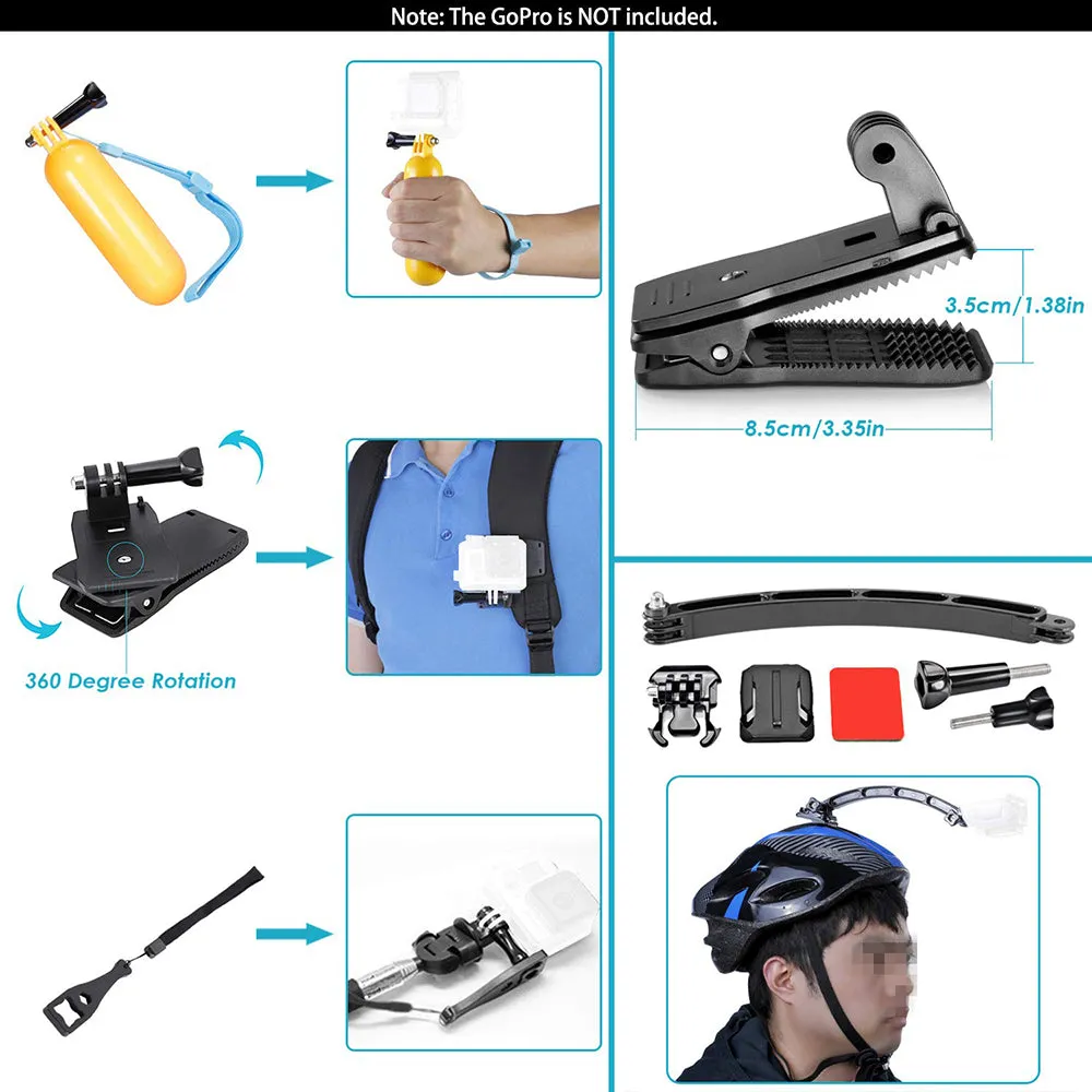 51-In-1 Action Camera Accessories Travel Kit Black/Red/Yellow