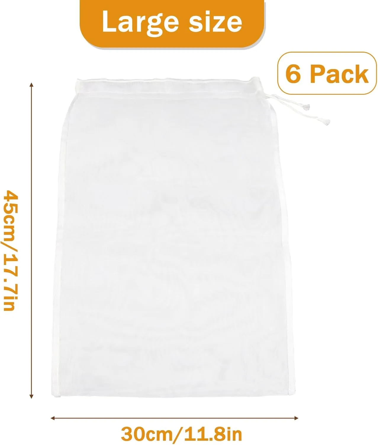 6 PCS Nut Milk Bag Filters, 1218 Inch Fine Mesh Cheese Cloth Strainer Bag, Reusable Food Filters, Multi-Purpose for Filtering Juice, Cheese, Coffee, Tofu, Yogurt and Tea