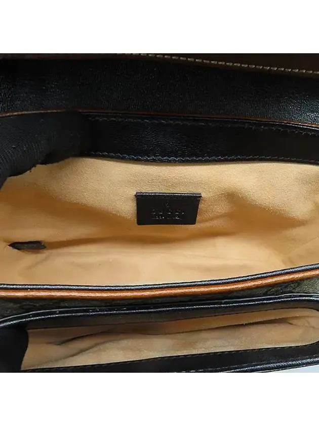 658487 GG Logo Supreme Canvas Burnt Brown Black Leather Trim Paddle Lock Mini Tote Bag Shoulder Strap 2WAY