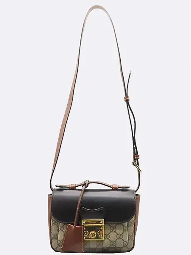 658487 GG Logo Supreme Canvas Burnt Brown Black Leather Trim Paddle Lock Mini Tote Bag Shoulder Strap 2WAY