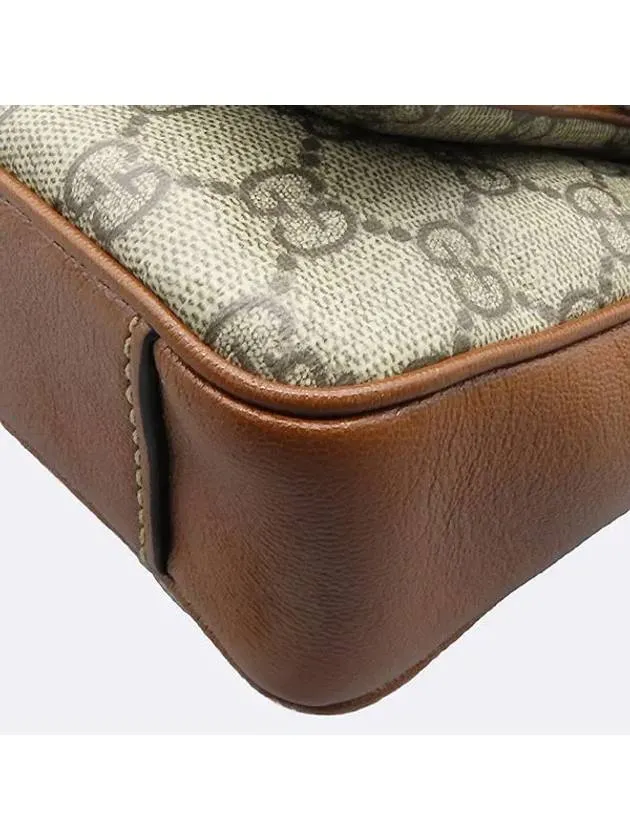658487 GG Logo Supreme Canvas Burnt Brown Black Leather Trim Paddle Lock Mini Tote Bag Shoulder Strap 2WAY