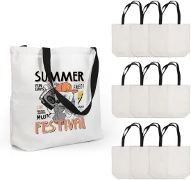 AGH Sublimation Tote Bags Blanks Bulk, Polyester Tote bag for sublimation, Large Capacity Grocery Reusable Bags for DIY Craft