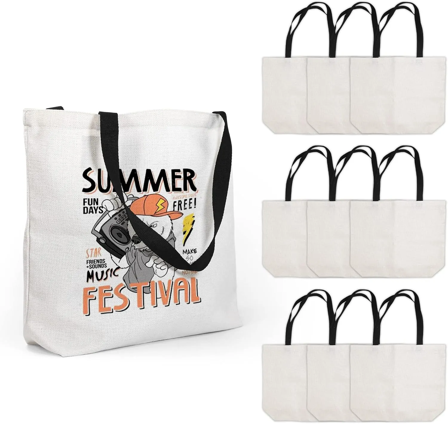 AGH Sublimation Tote Bags Blanks Bulk, Polyester Tote bag for sublimation, Large Capacity Grocery Reusable Bags for DIY Craft