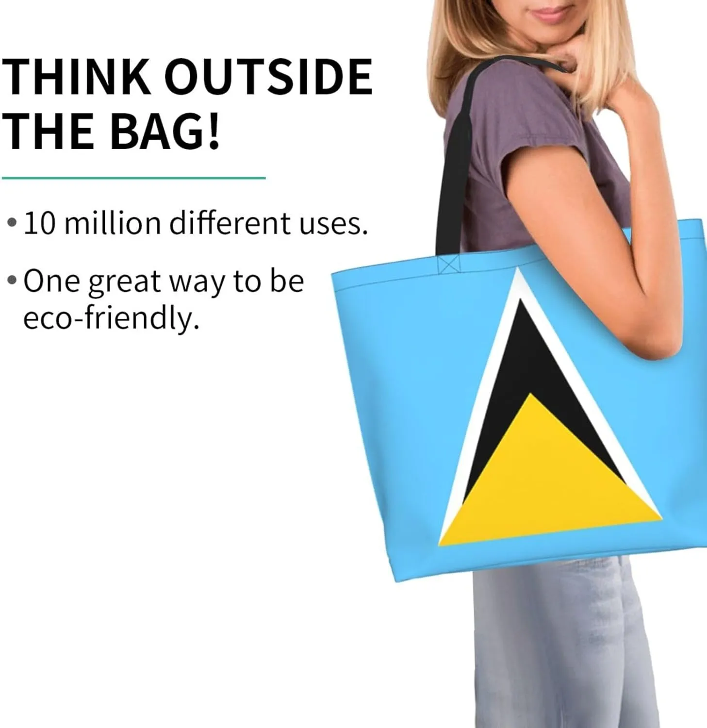 ASYG Cute Flag Tote Bag for Women and Men Reusable Shoulder Bags for Gym, Shopping, Beach,Travel