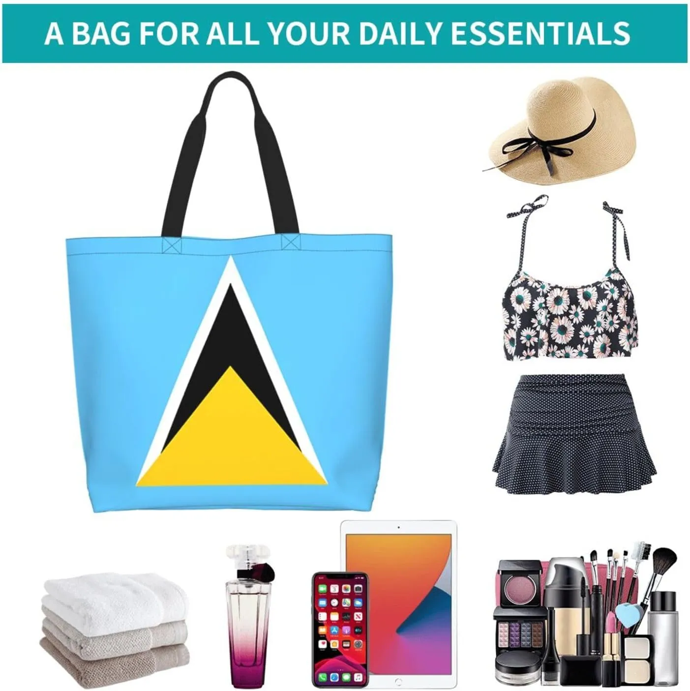 ASYG Cute Flag Tote Bag for Women and Men Reusable Shoulder Bags for Gym, Shopping, Beach,Travel