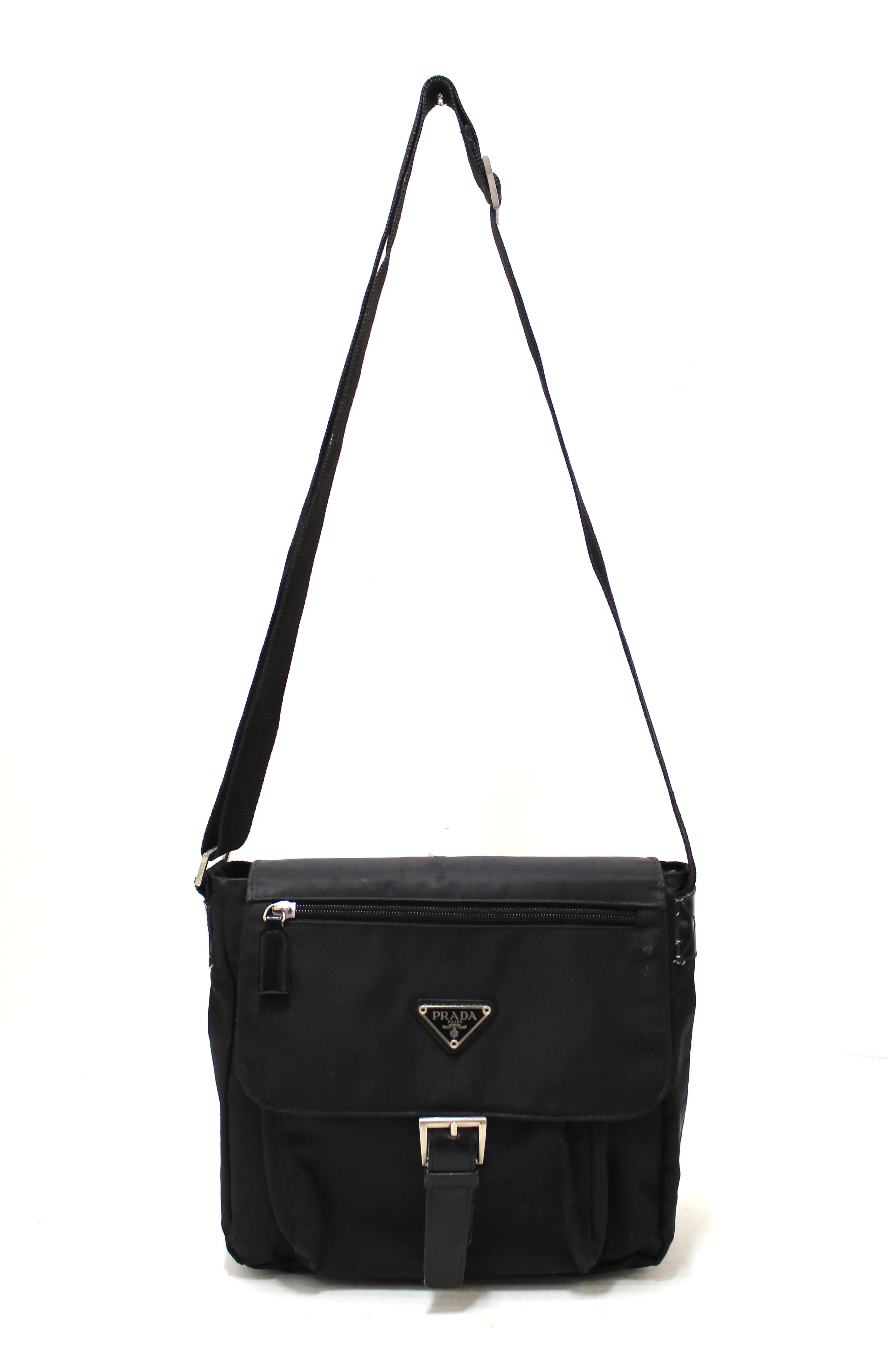 Authentic Prada Black Nylon Crossbody Messenger Bag