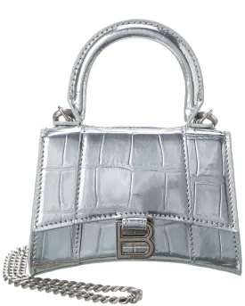 Balenciaga Hourglass Croc-Embossed Leather Mini Bag