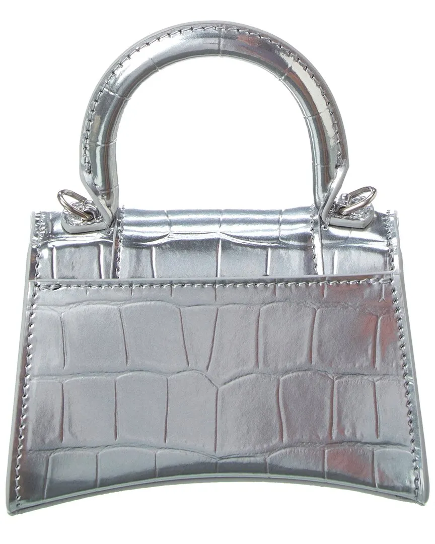 Balenciaga Hourglass Croc-Embossed Leather Mini Bag