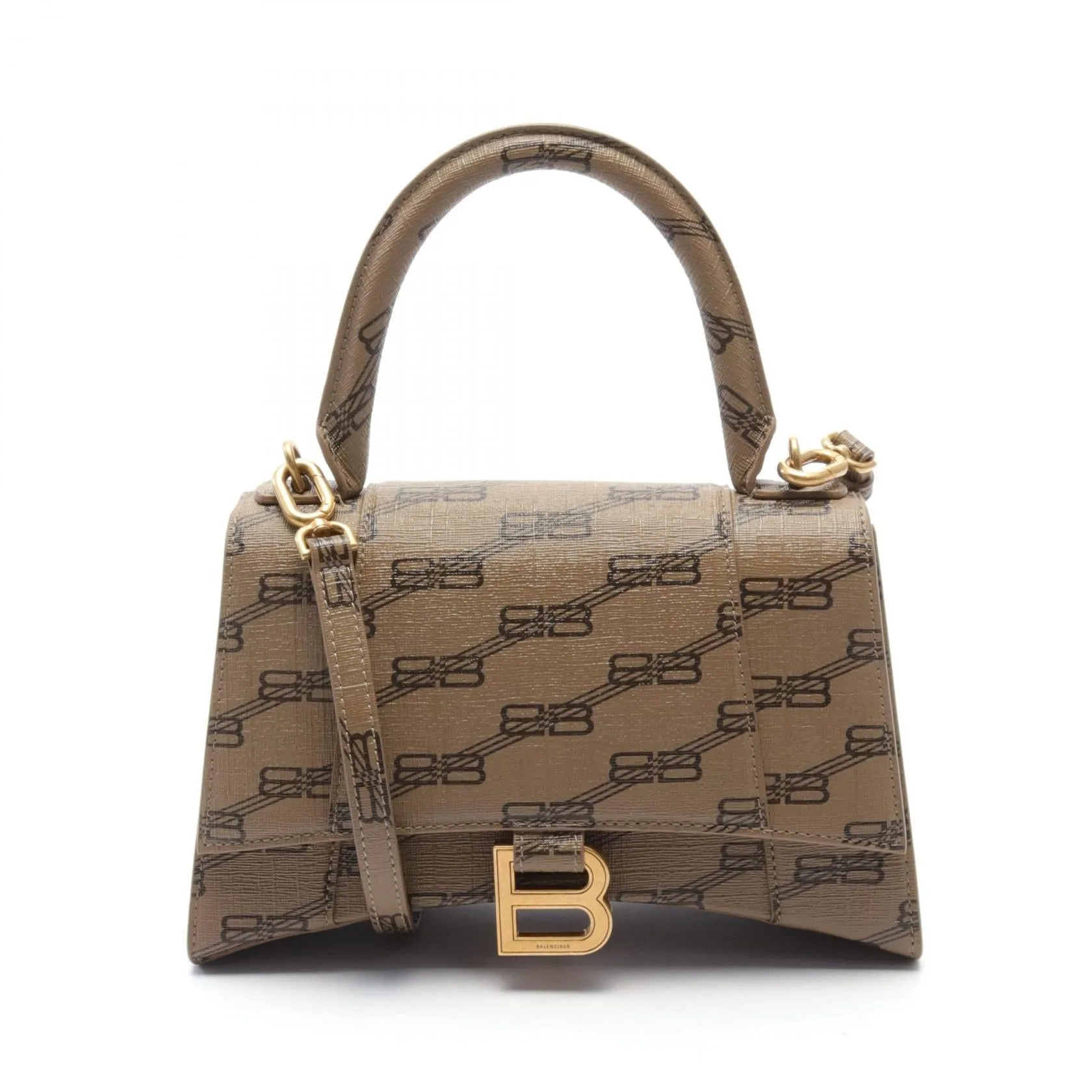Balenciaga Hourglass Leather Handbag Beige