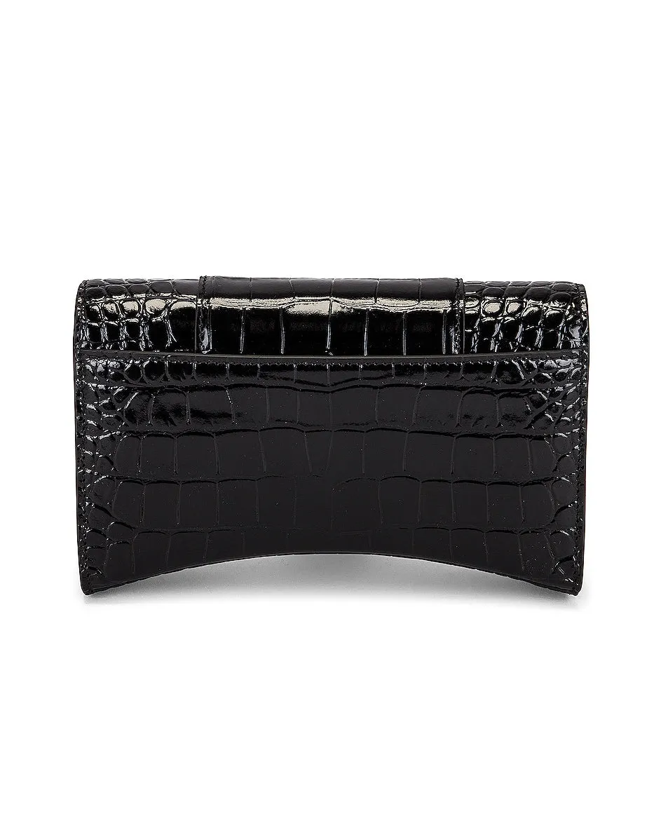 Balenciaga Hourglass Wallet On Chain Bag, black