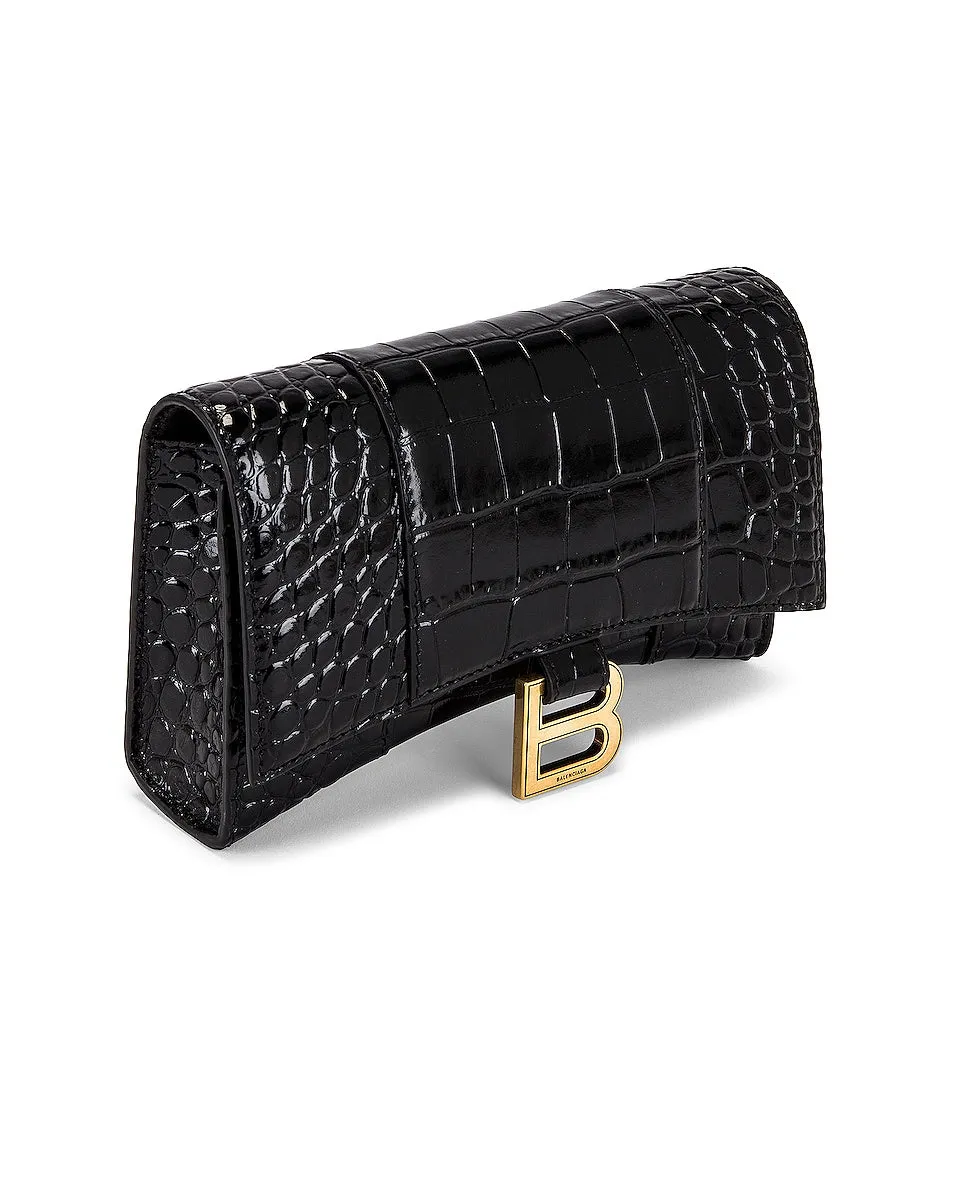 Balenciaga Hourglass Wallet On Chain Bag, black