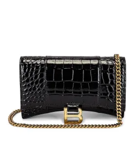 Balenciaga Hourglass Wallet On Chain Bag, black