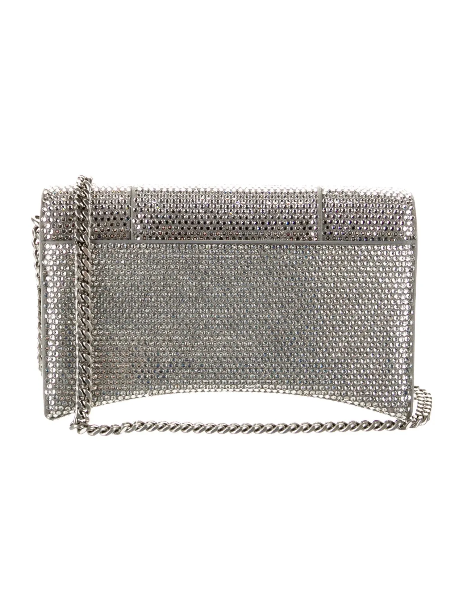 BALENCIAGA SILVER CRYSTAL HOURGLASS CROSSBODY BAG