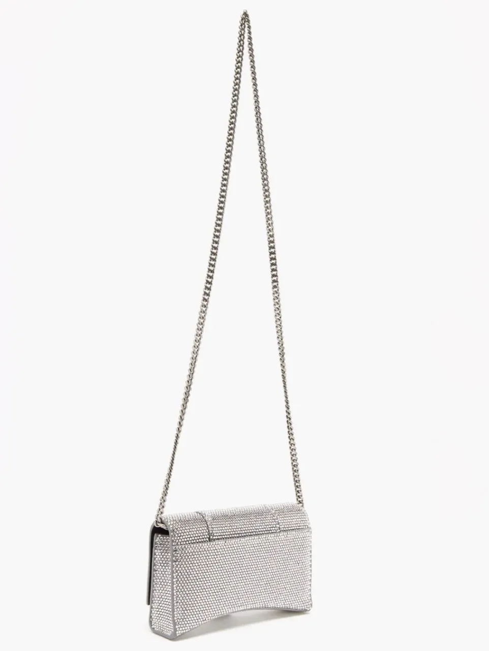 BALENCIAGA SILVER CRYSTAL HOURGLASS CROSSBODY BAG