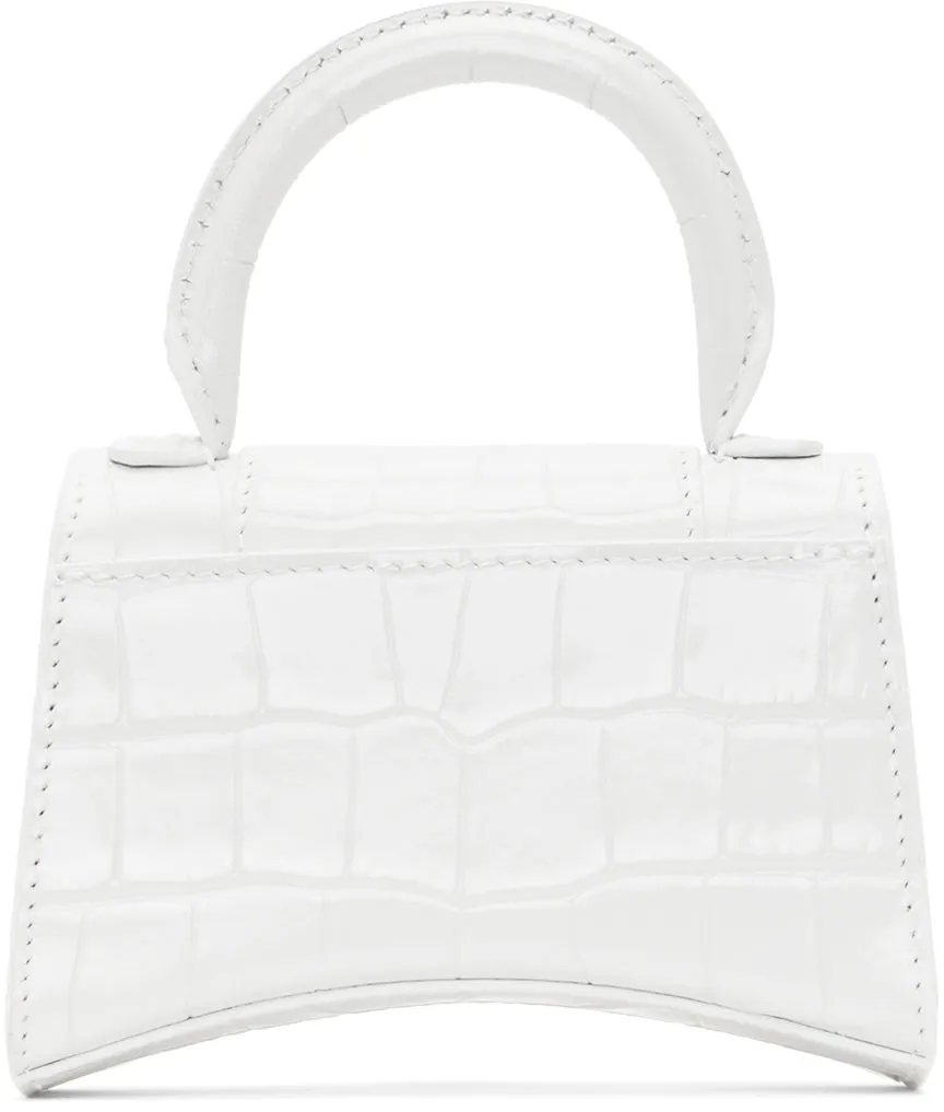Balenciaga White Croc Mini Hourglass Bag