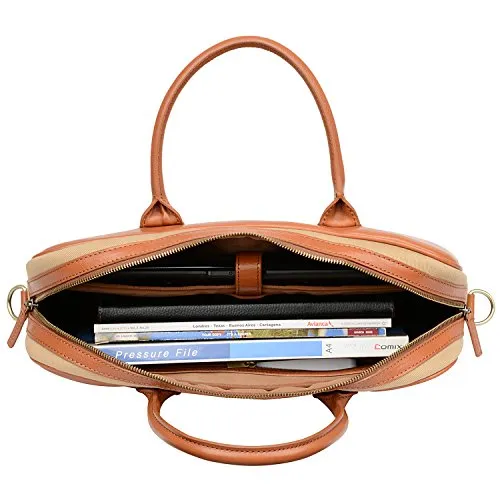 Banuce 14" Laptop Messenger Bag for Men Canvas Leather Business Tote Tablet Shoulder Satchel