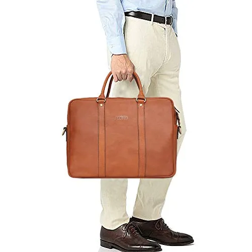 Banuce Vintage Full Grain Italian Leather Briefcase for Men Business Tote Messenger Satchel Bag