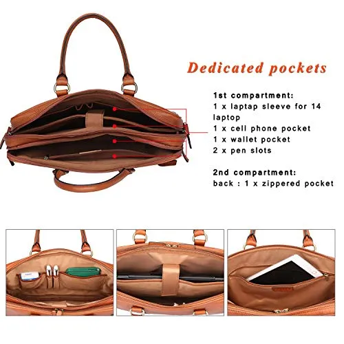 Banuce Vintage Full Grain Italian Leather Briefcase for Men Business Tote Messenger Satchel Bag
