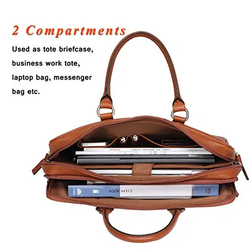 Banuce Vintage Full Grain Italian Leather Briefcase for Men Business Tote Messenger Satchel Bag