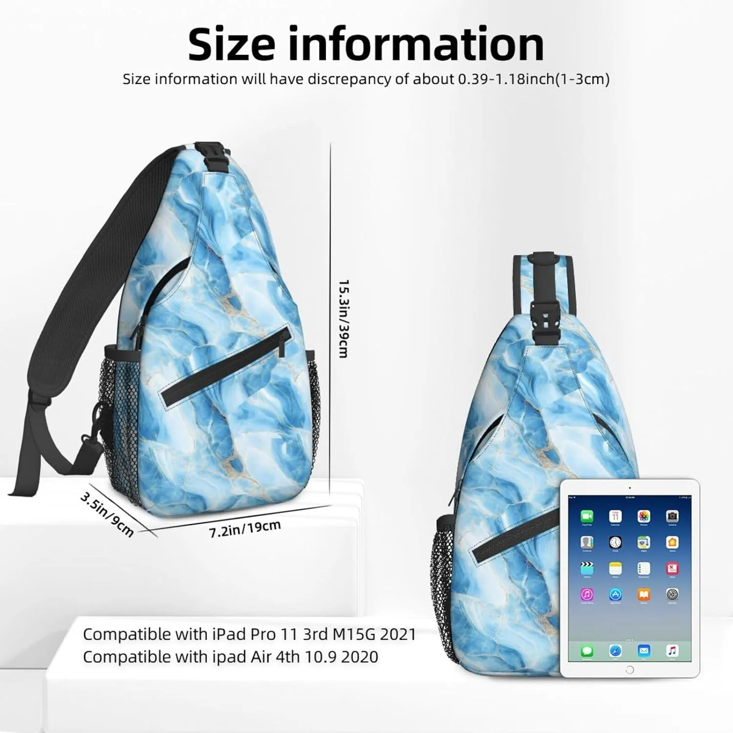 Blue Marble Pattern Sling Bag For Women Crossbody Shoulder Bag Casual Daypack Backpacks Men Chest Bag Gym Cycling Travel Hiking