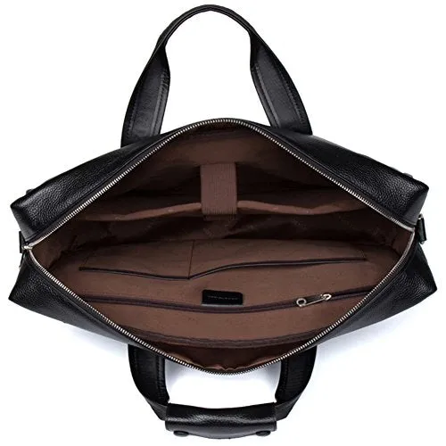 BOSTANTEN Leather Lawyers Briefcase Laptop Messenger Business Bags for Men Black