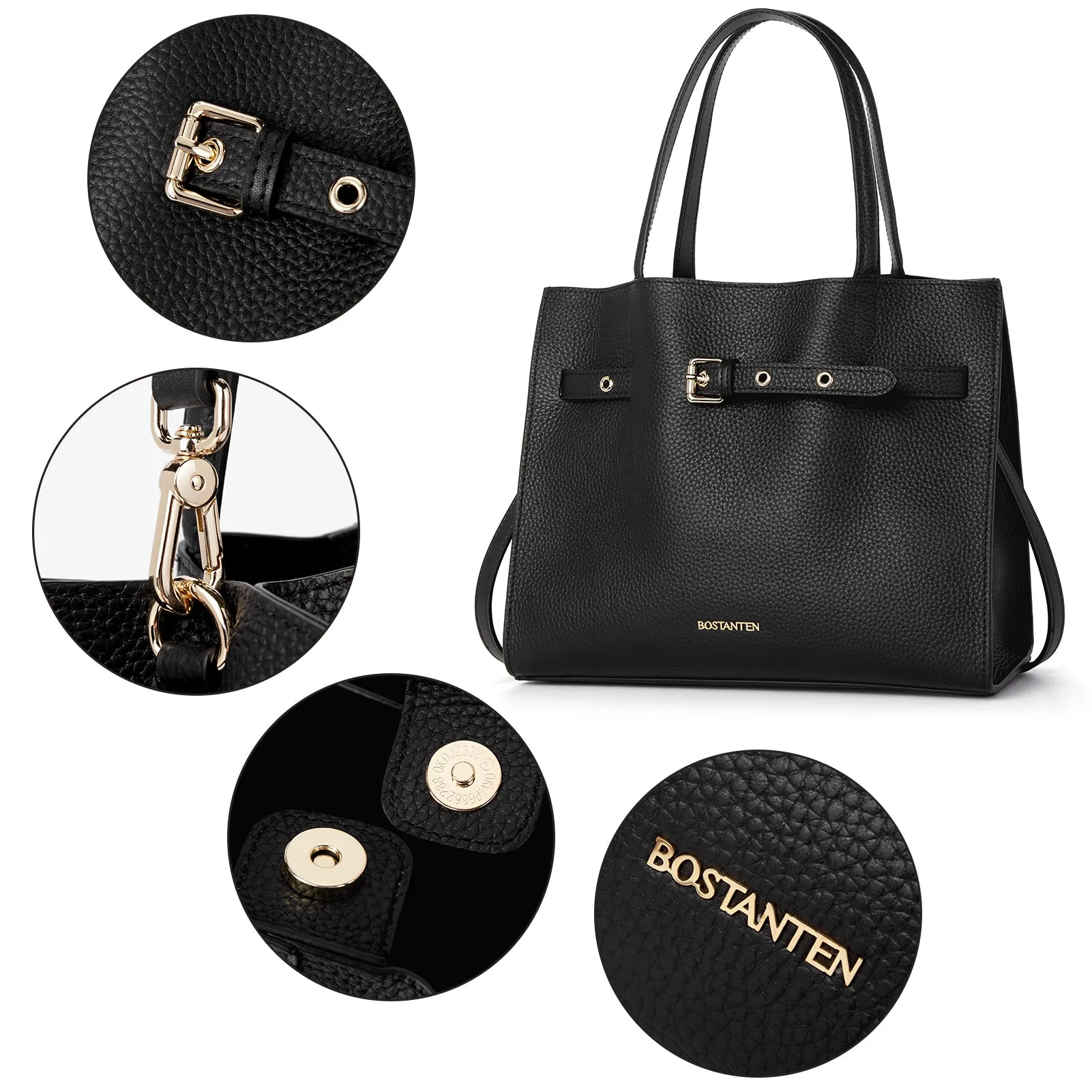 BOSTANTEN Women Handbags Purses Leather Tote Bags Designer Fashion Top Handle Crossbody Bags with Zipper Pouch