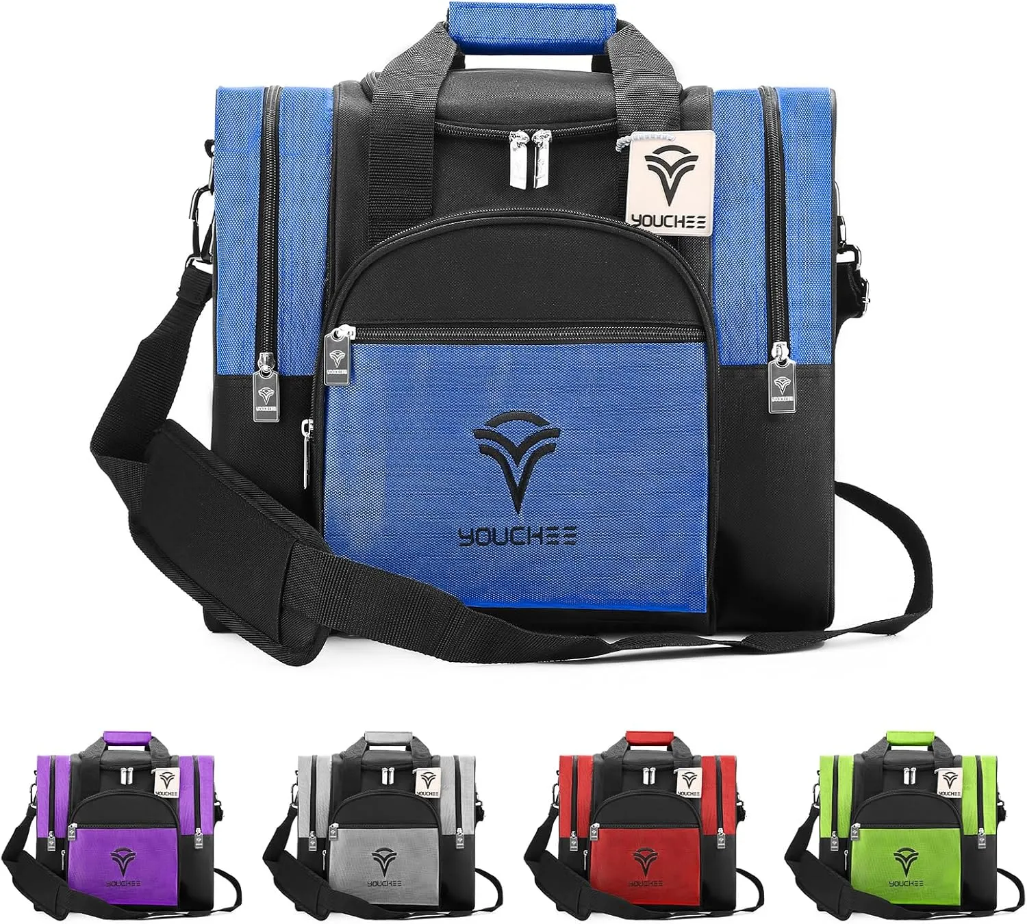 Bowling Ball Tote Bag with Padded Holder, Holds One Bowling Ball and Shoes Up to Mens Size 15, Multifunction Accessory Pockets
