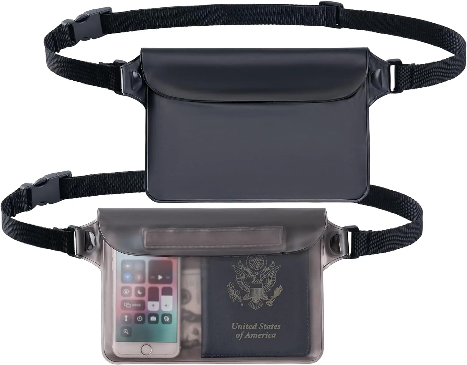 CADONO 2-Pack Waterproof Pouch with Adjustable Waist Strap | Screen Touch Sensitive Dry Bag, Keep Your Phone and Valuables Dry, Perfect for Swimming Kayaking Boating Fishing Beach Diving
