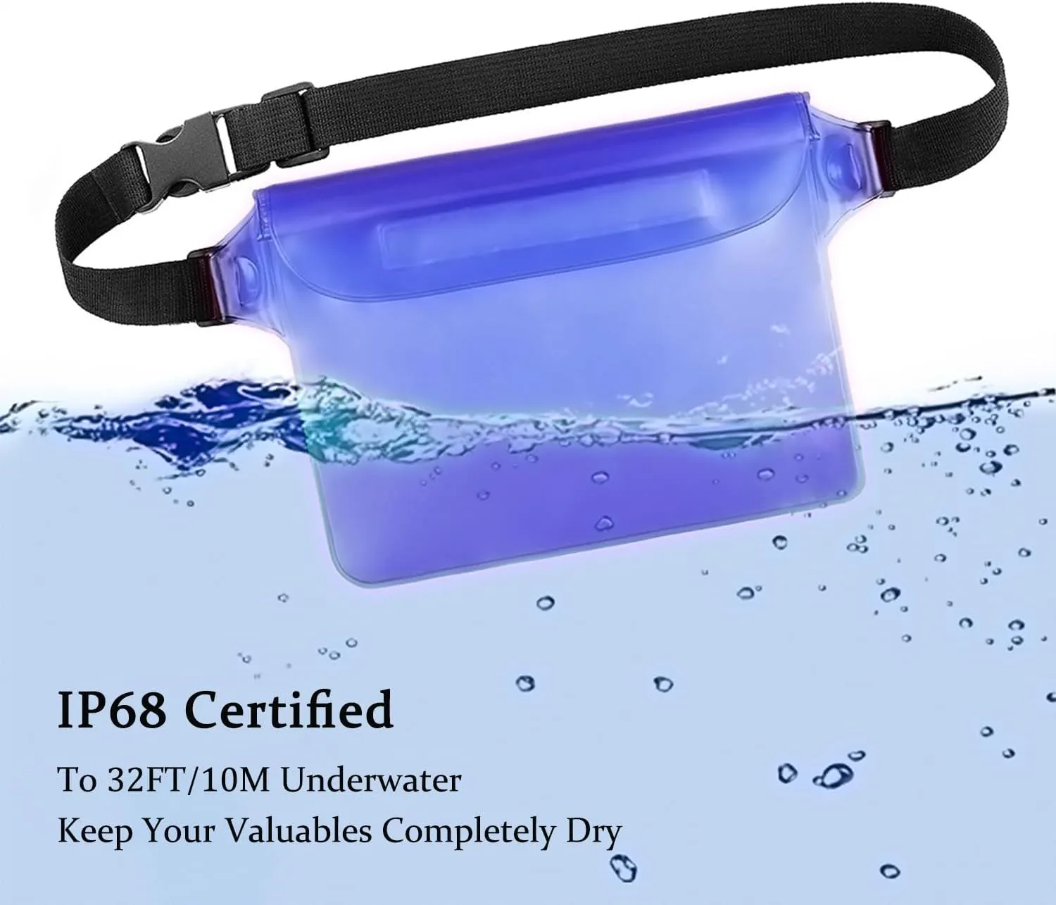 CADONO 2-Pack Waterproof Pouch with Adjustable Waist Strap | Screen Touch Sensitive Dry Bag, Keep Your Phone and Valuables Dry, Perfect for Swimming Kayaking Boating Fishing Beach Diving