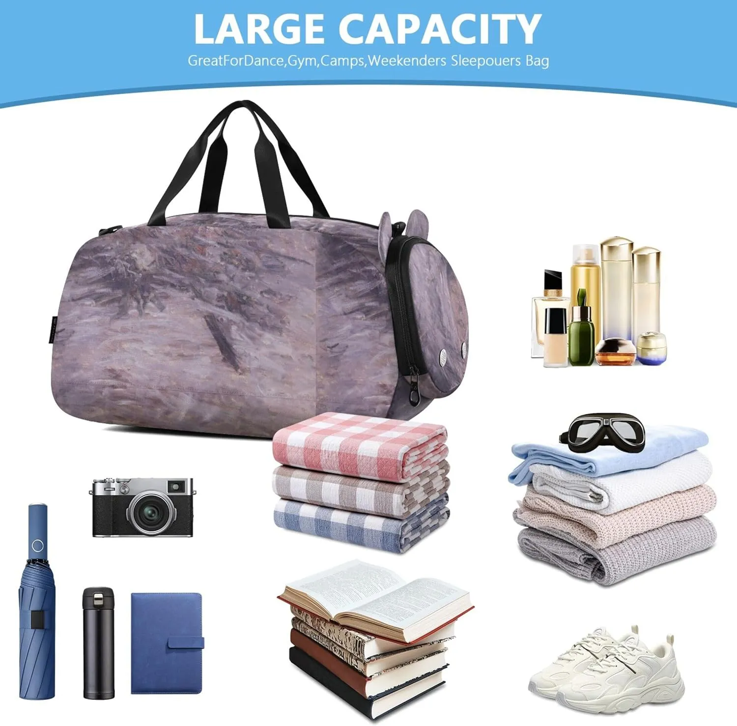 Carry on Duffel Bag Boys Claude Monet Camille Sur Son Lit Demort Overnight Bags Toddler Girls Duffle Bags Travel Tote Sports Dance Bag