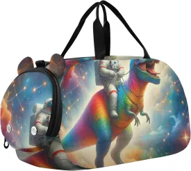 Carry on Duffel Bag Boys Overnight Bags Toddler Girls Duffle Bags for Travel Gym Duffle Kids Luggage Astronaut t Rex Rainbow Nebula