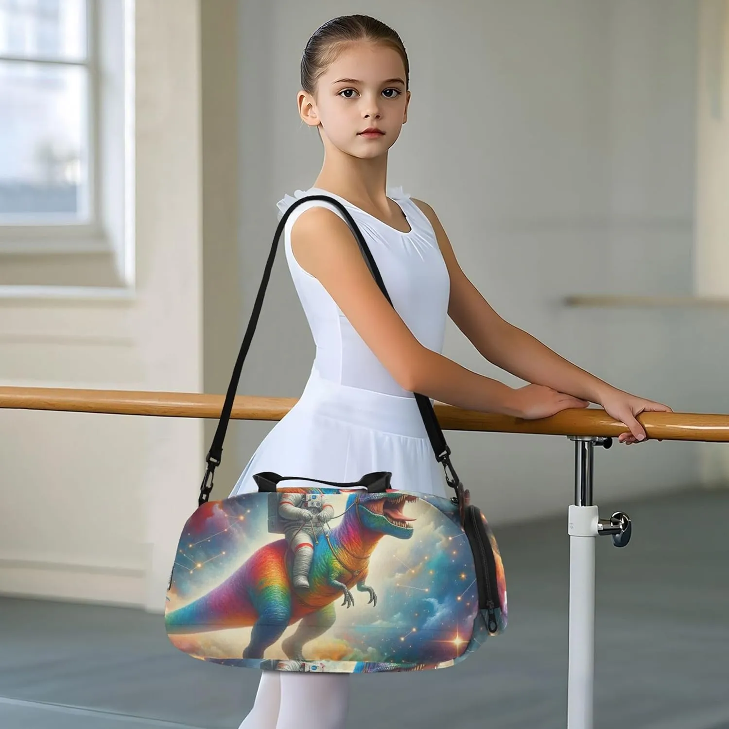Carry on Duffel Bag Boys Overnight Bags Toddler Girls Duffle Bags for Travel Gym Duffle Kids Luggage Astronaut t Rex Rainbow Nebula