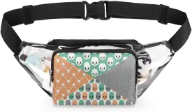 Clear Fanny Pack Stadium Approved Adjustable Cute Skulls Petits Pixels Clear Belt Bag Cute Waist Pouch for Women Men Travel Sports Events Hiking Concerts
