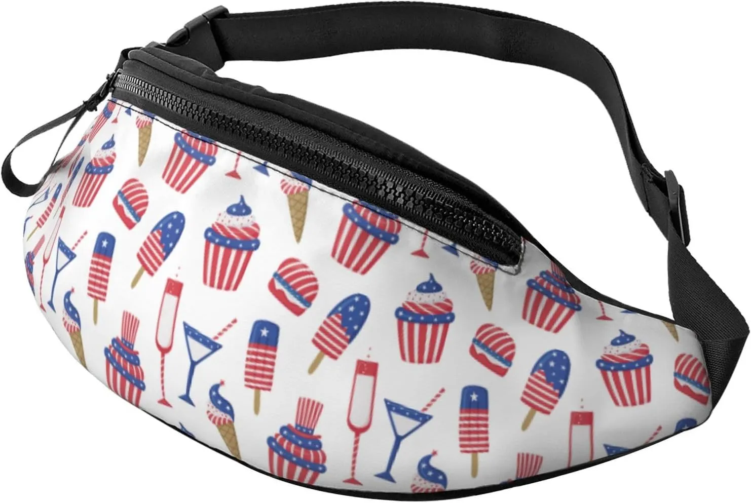 Crossbody Fanny Packs for Women Men - USA Flag sugar cone Travel Belt Bag Running Waist Bag for Women Men