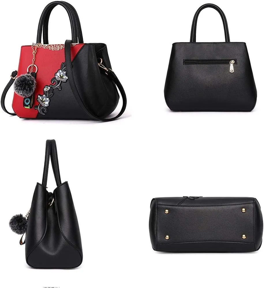 ELDA Purses and Handbags for Women Embroidery Top Handle Satchel Fashion Ladies Shoulder Bag Tote Purse Messenger Bags