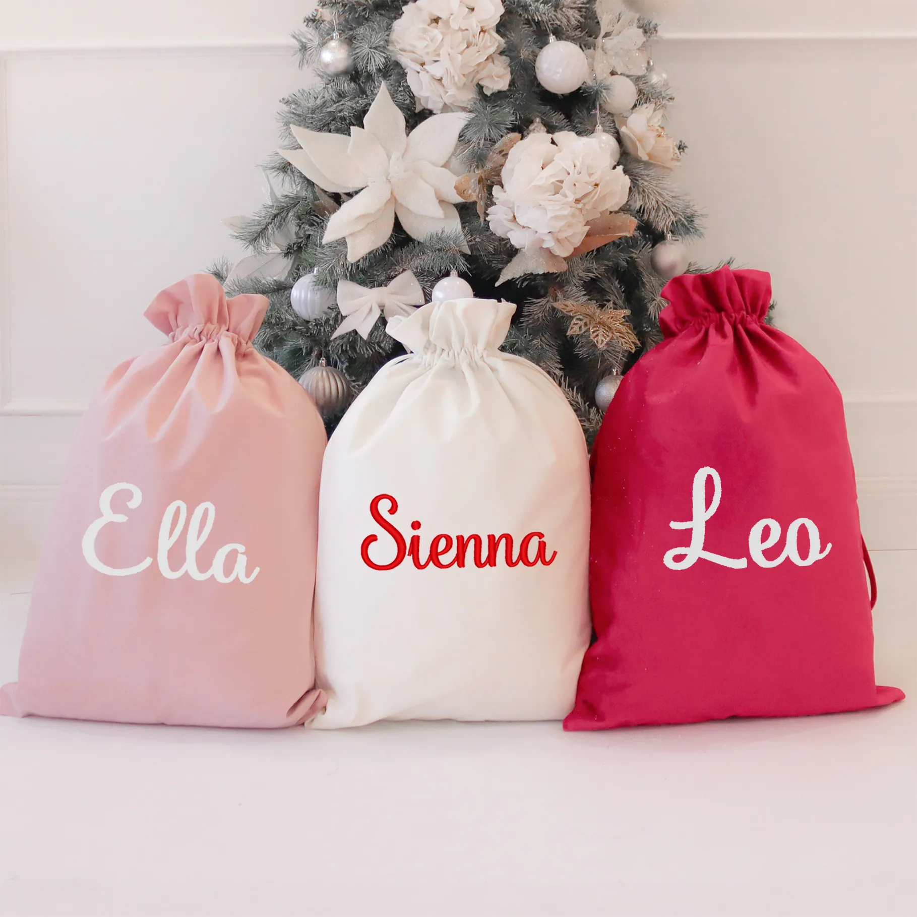 Embroidered Velvet Christmas Santa Sack - Custom Name
