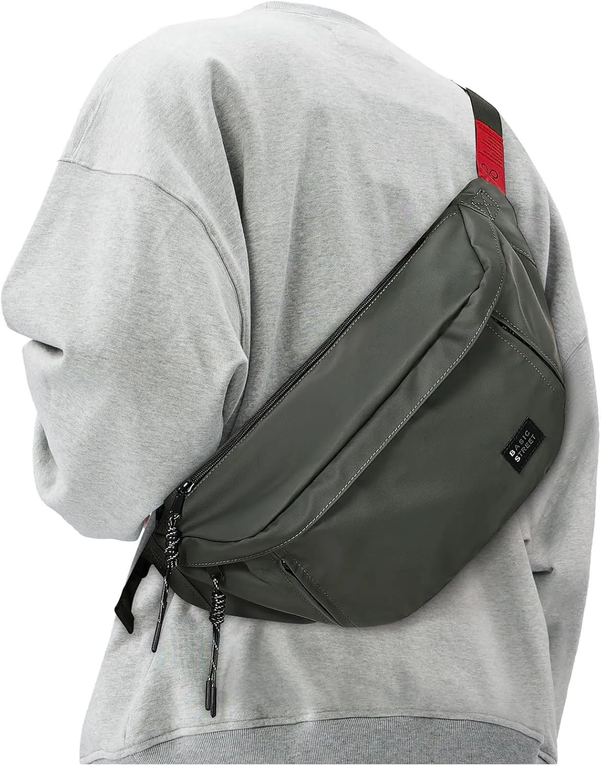 Fashion Large Crossbody Fanny Pack for Men Women,Waterproof Waist Bag fanny Packs belt bag sling bag with 5-Zipper Pockets,Carrying 7.9"phone,Green-Large