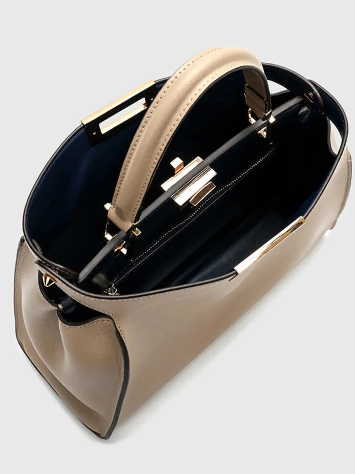 Faux Leather Satchel with Dual Carrying Options