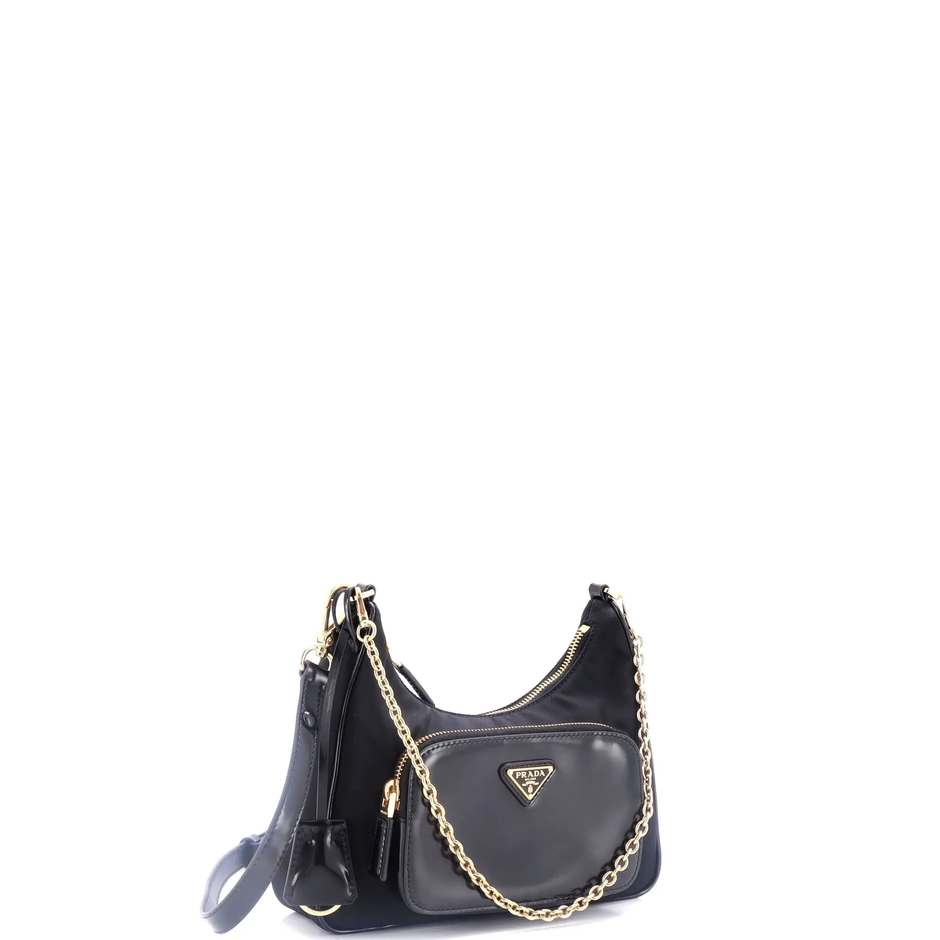 Front Pocket Hobo Re-Nylon and Brushed Leather Mini