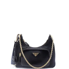 Front Pocket Hobo Re-Nylon and Brushed Leather Mini