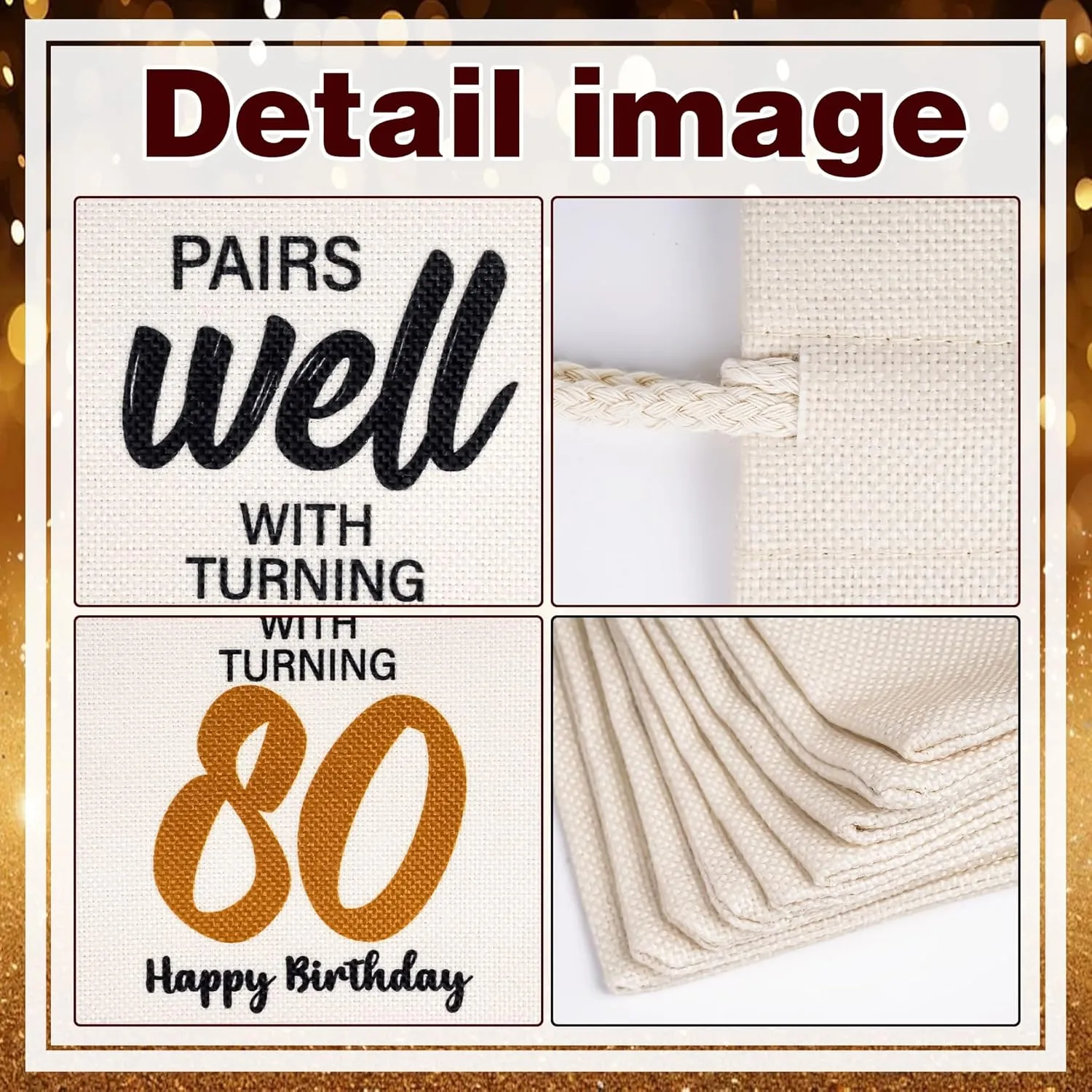 Funny Birthday Wine Bag Gifts - 80th Birthday Gift Ideas, Pairs Well with Celebrating 80 Drawstring Burlap Wine Bottle Bag for Women, Men, Loved Ones, Mom, Dad, Grandpa, Grandma, Friends, Neighbors