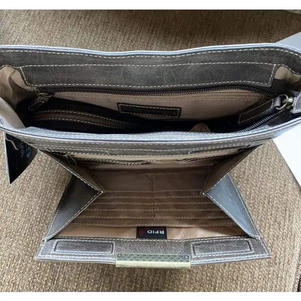 GTM Original RFID Distressed Leather Crossbody Purse with Built in Wallet