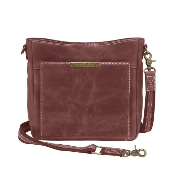 GTM Original RFID Distressed Leather Crossbody Purse with Built in Wallet