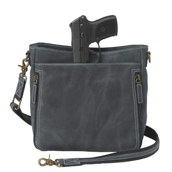 GTM Original RFID Distressed Leather Crossbody Purse with Built in Wallet