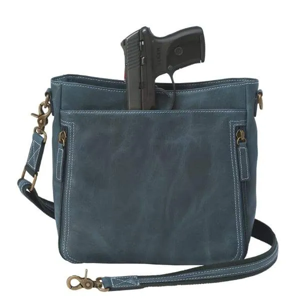 GTM Original RFID Distressed Leather Crossbody Purse with Built in Wallet