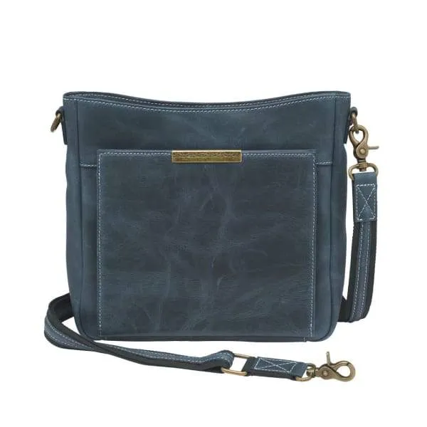 GTM Original RFID Distressed Leather Crossbody Purse with Built in Wallet