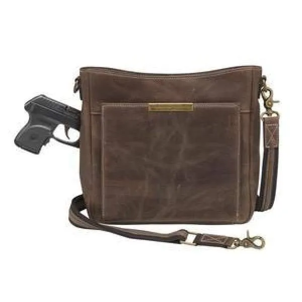 GTM Original RFID Distressed Leather Crossbody Purse with Built in Wallet