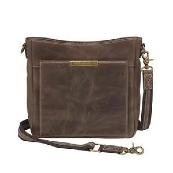 GTM Original RFID Distressed Leather Crossbody Purse with Built in Wallet