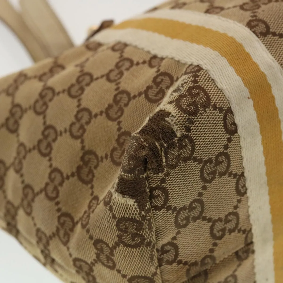 GUCCI GG Canvas Sherry Line Tote Bag Beige Orange yellow 137896  ti1129