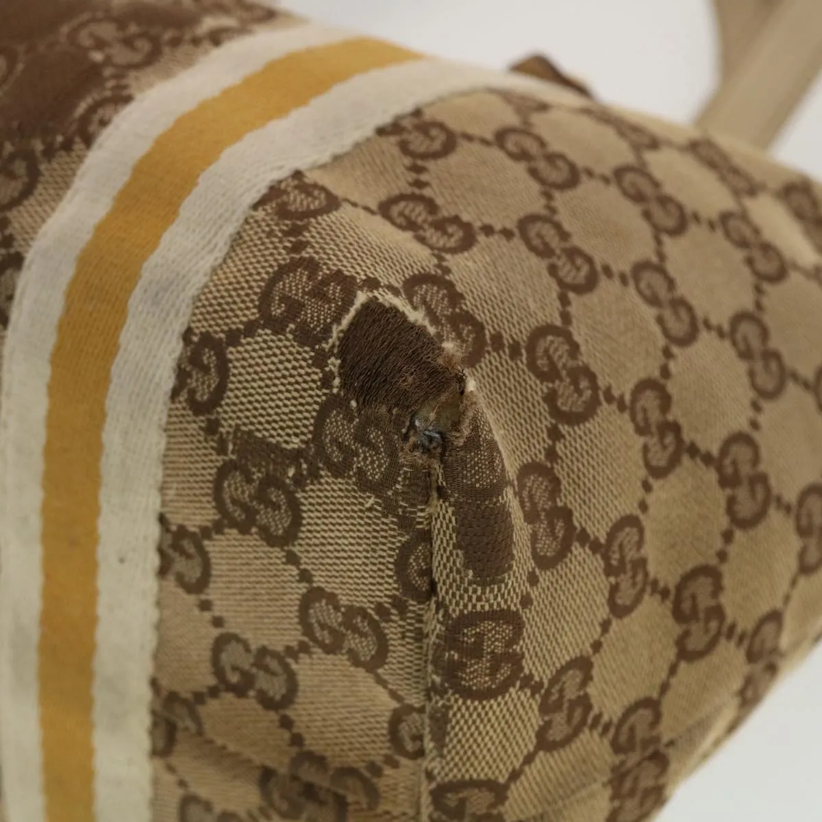 GUCCI GG Canvas Sherry Line Tote Bag Beige Orange yellow 137896  ti1129